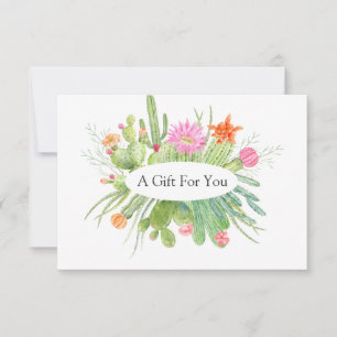 Carte Certificat cadeau de cactus aquarelle