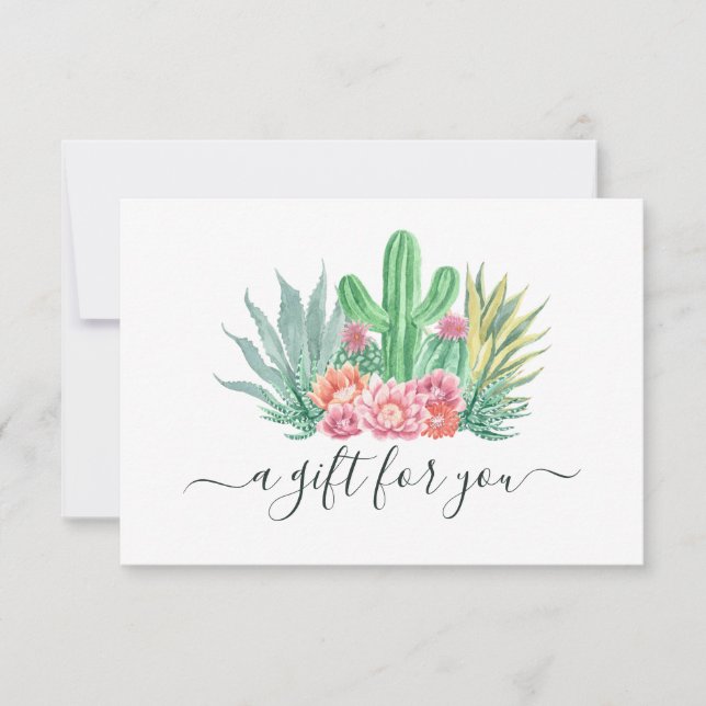 Carte Certificat cadeau de cactus aquarelle (Devant)