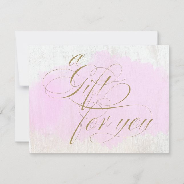 Carte Certificat cadeau de calligraphie d'aquarelle rose (Devant)