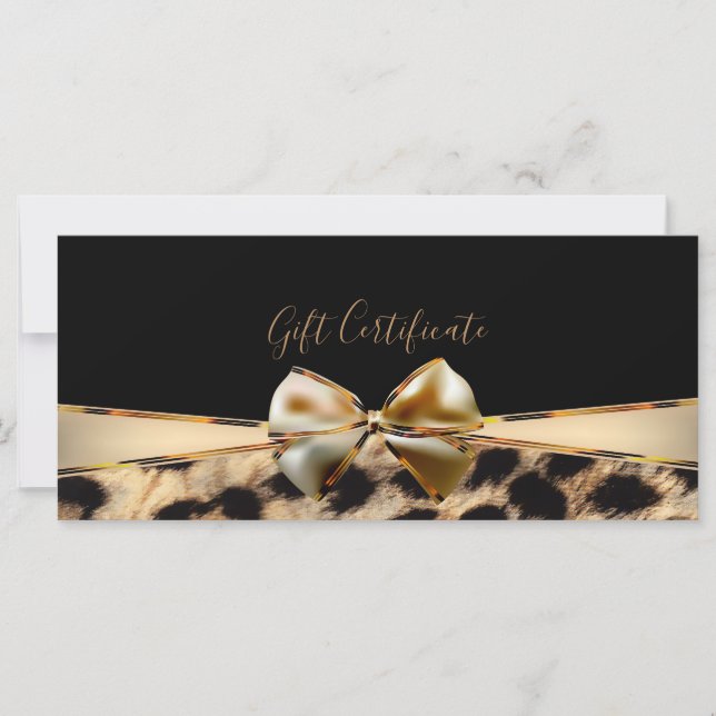 Carte Certificat cadeau de Cheetah Bow en or noir (Devant)