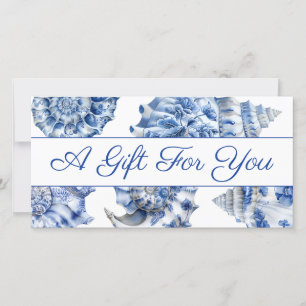 Carte Certificat cadeau de coquillages bleus