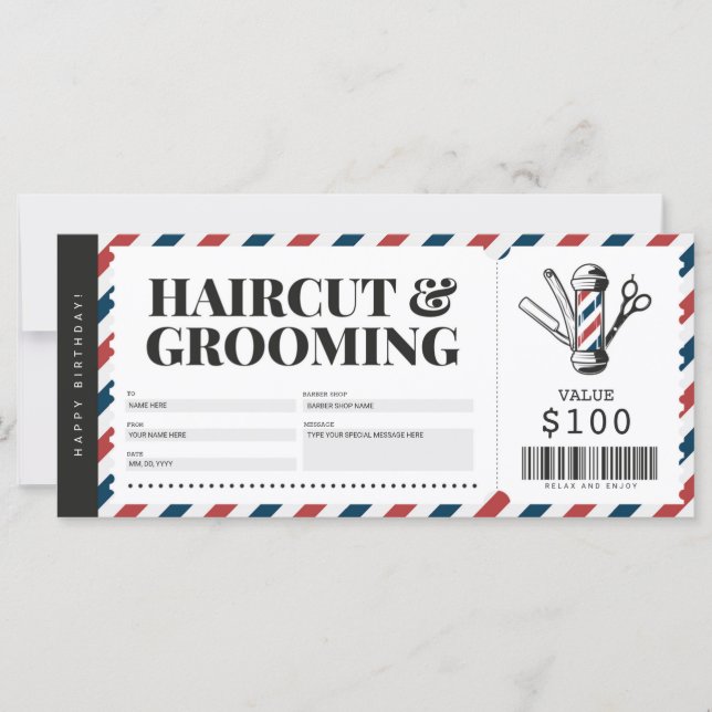 Carte Certificat cadeau de coupon de coiffure (Devant)