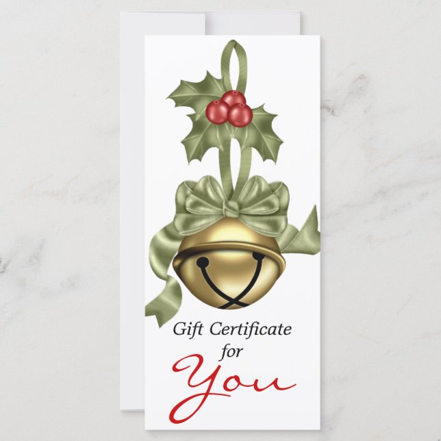 Carte Certificat cadeau de l'entreprise Gold Bell Green  (Devant)