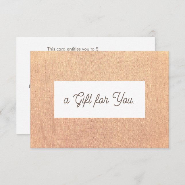 Carte Certificat cadeau de lin simple (image) (Devant / Derrière)