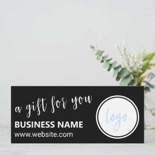 CARTE CERTIFICAT CADEAU DE LOGO D'AFFAIRES NOIR ET BLANC