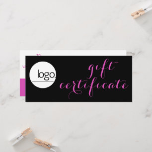 CARTE CERTIFICAT CADEAU DE LOGO D'AFFAIRES ROSE NOIRE TE