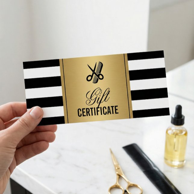 Carte Certificat cadeau de logo de salon de coiffure Ray (Créateur téléchargé)