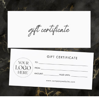 Carte Certificat Cadeau de Logo d'Entreprise Élégant Mod