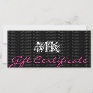 Carte Certificat cadeau de maquillage artiste rose
