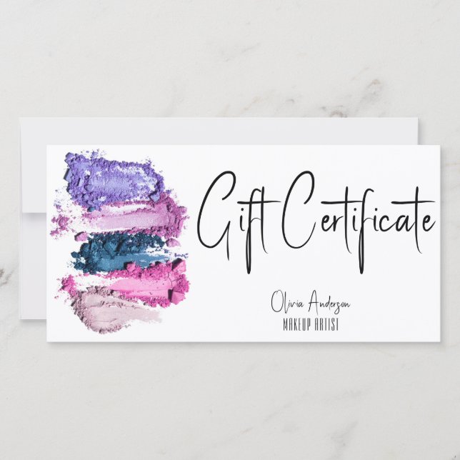 Carte Certificat cadeau de maquillage de montre couleur  (Devant)