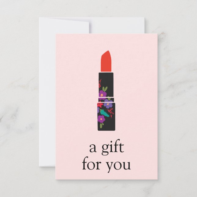 Carte Certificat cadeau de maquillage rose Artiste bâton (Devant)