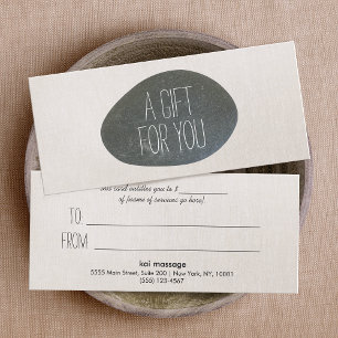 Carte Certificat cadeau de massothérapeute Zen Stone