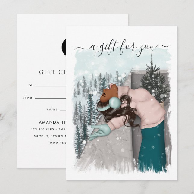 Carte Certificat cadeau de Noël afro-américain (Devant / Derrière)