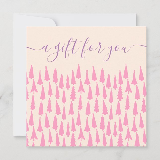 Carte Certificat-cadeau de Noël Arbres roses (Devant)