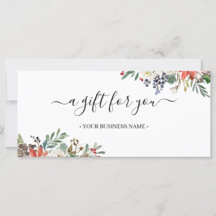 Carte Certificat cadeau de Noël Holly Berry & Floral