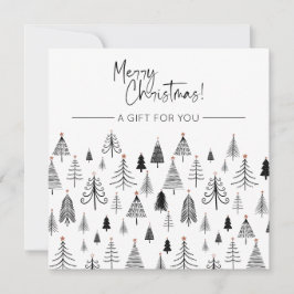 Carte Certificat cadeau de Noël noir et blanc