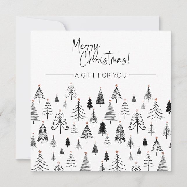 Carte Certificat cadeau de Noël noir et blanc (Devant)