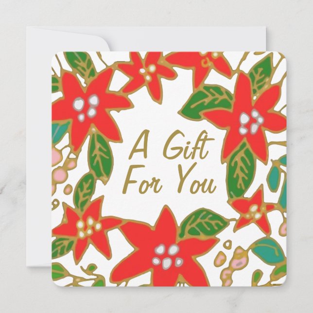 Carte Certificat cadeau de Noël Poinsettia (Devant)