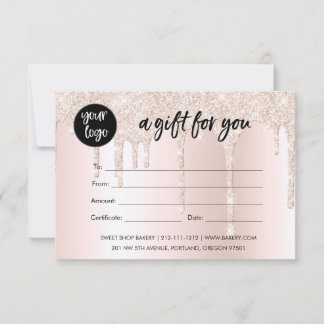 Carte Certificat cadeau de Parties scintillant rose pâle