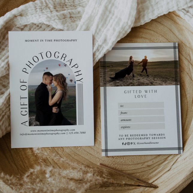 Carte Certificat Cadeau de Photographie à Lignes Moderne (Créateur téléchargé)