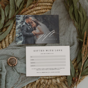 Carte Certificat-cadeau de photographie élégant