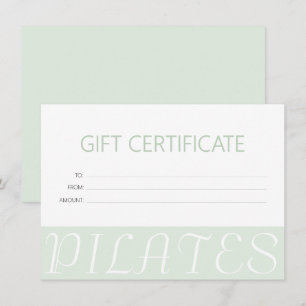 Carte Certificat cadeau de Pilates verts à la menthe mod