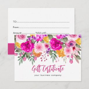 Carte Certificat cadeau de printemps Fleur sauvage color