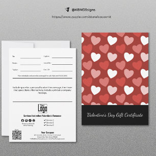 Carte Certificat cadeau de Saint Valentin pour petites e