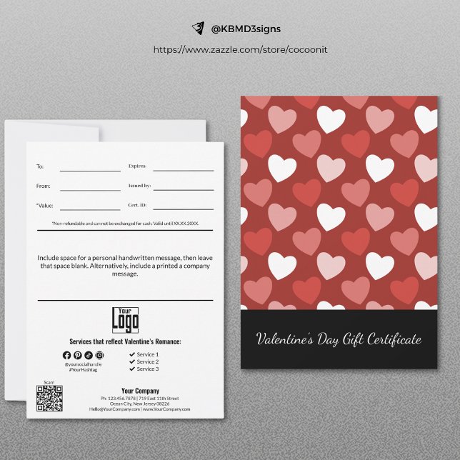 Carte Certificat cadeau de Saint Valentin pour petites e (Créateur téléchargé)