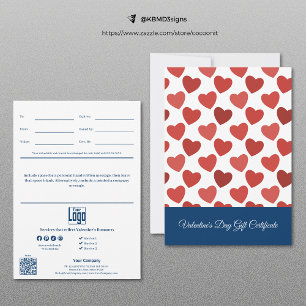 Carte Certificat cadeau de Saint Valentin professionnel