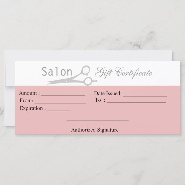 Carte Certificat cadeau de salon (Devant)