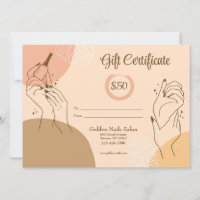 Certificat cadeau de salon à ongles