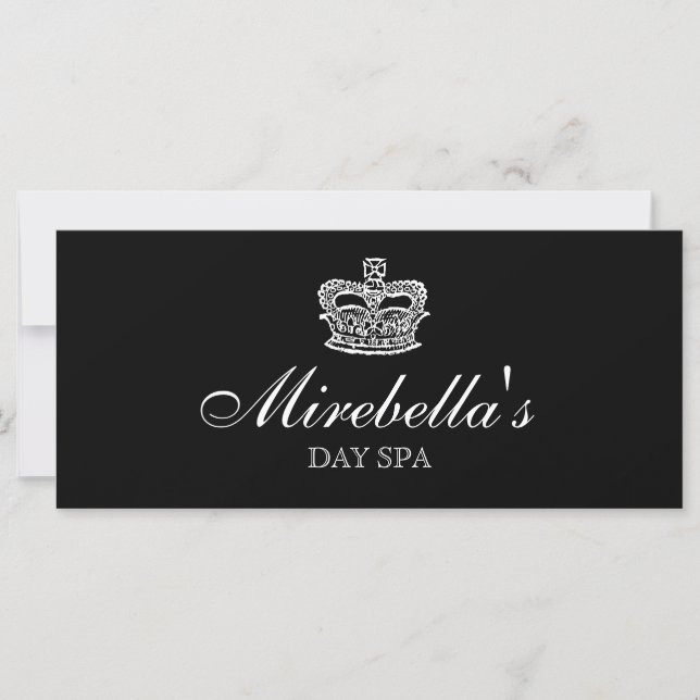 Carte Certificat cadeau de salon Couronne noir blanc (Devant)