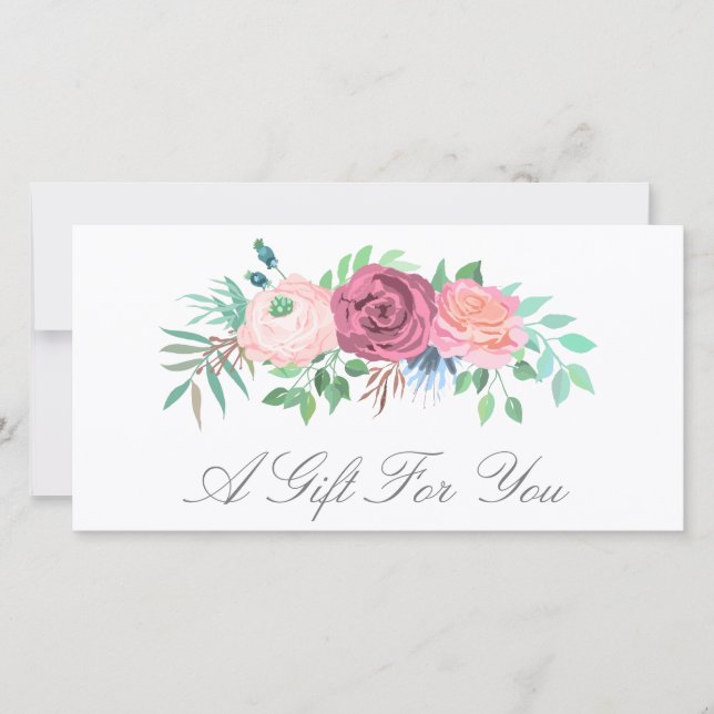 Carte Certificat cadeau de salon de beauté rose Floral (Devant)