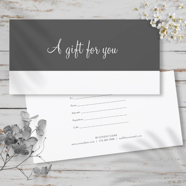 Carte Certificat cadeau de script minimaliste (Minimalist Script Gift Certificate)