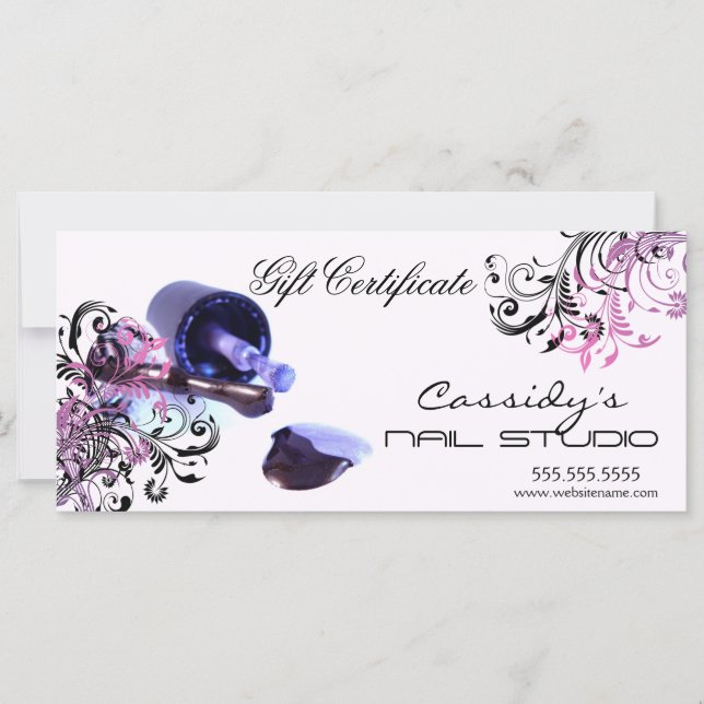 Carte Certificat cadeau de studio et de salon (Devant)