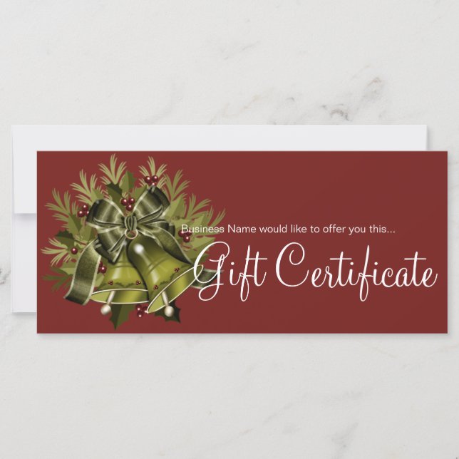 Carte Certificat cadeau de vacances Coche de Noël Vert p (Devant)