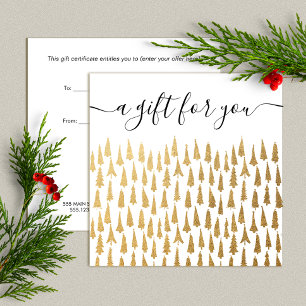 Carte Certificat cadeau de vacances Gold Christmas Trees