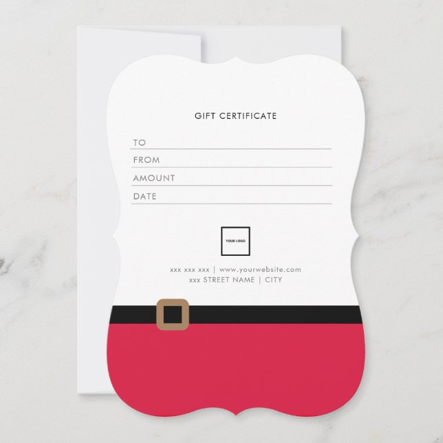 Carte Certificat cadeau de vacances père Noël 2025 Noël (Devant)