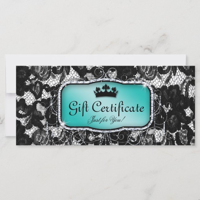 Carte Certificat cadeau dentelle mode Cute Crown Salon (Devant)