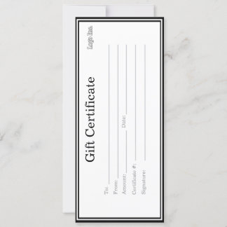 Carte Certificat cadeau d'entreprise avec logo personnal