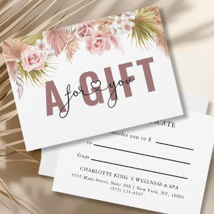 CARTE CERTIFICAT CADEAU D'ENTREPRISE   BOHO