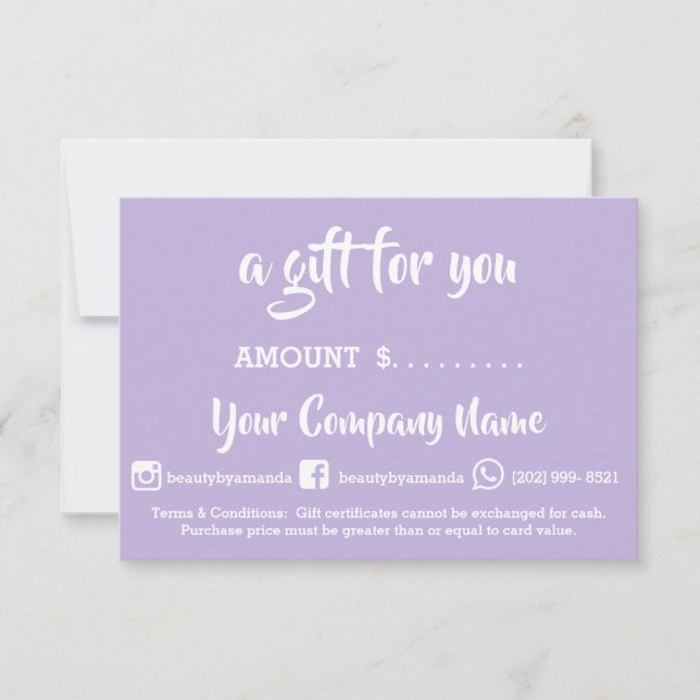 Carte Certificat cadeau d'entreprise Boutique en ligne p (Devant)