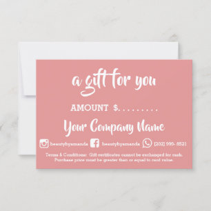 Carte Certificat cadeau d'entreprise Boutique en ligne R