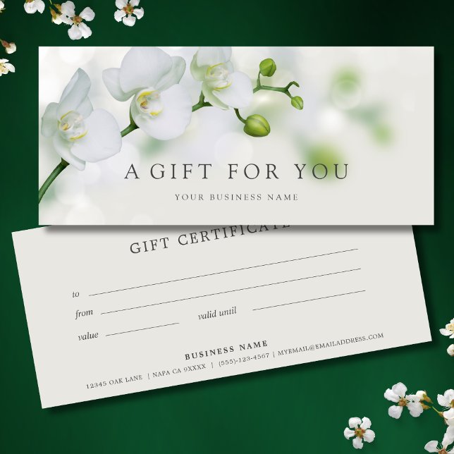 Carte Certificat cadeau d'entreprise florale orchidée (Floral Business Gift Certificate)