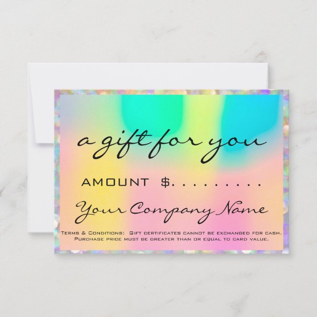 Carte Certificat cadeau d'entreprise Holographe Logo ros (Devant)
