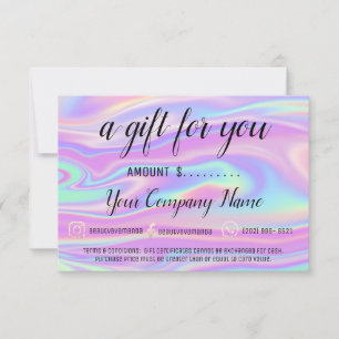 Carte Certificat cadeau d'entreprise Holographe social m