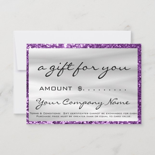Carte Certificat cadeau d'entreprise Logo gris Rose viol (Devant)