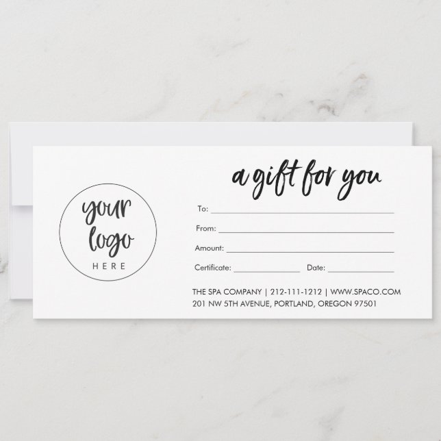 Carte Certificat cadeau d'entreprise Logo moderne (Matte (Devant)