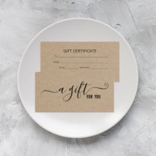 Carte Certificat cadeau d'entreprise minimaliste Kraft m